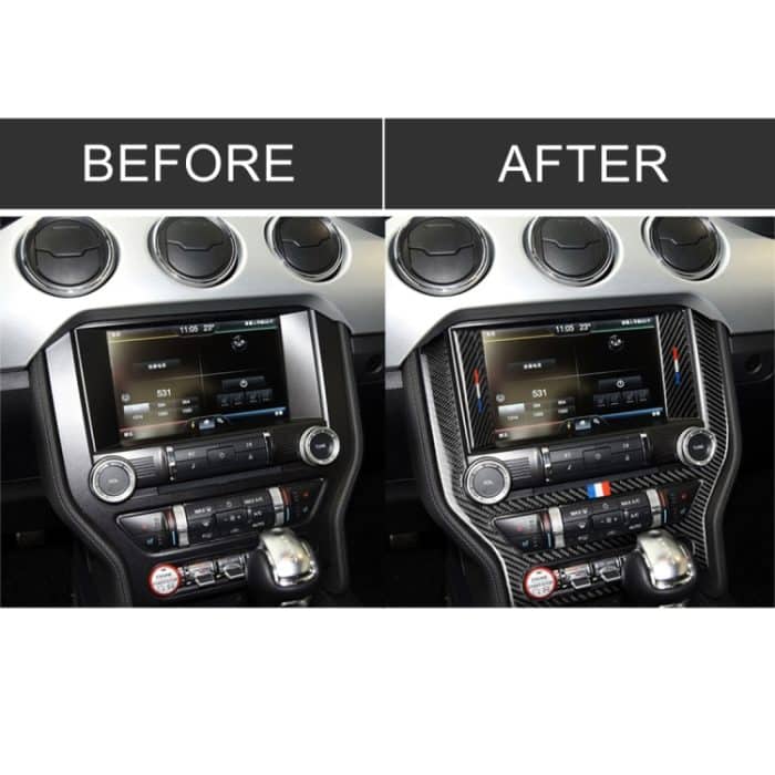 Auto USA Farbe Kohlefaser Zentrales Bedienfeld Dekorativer Aufkleber für Ford Mustang 2015-2017 – Bild 7