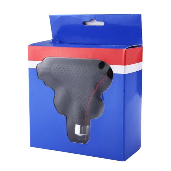 Universal Vehicle Car Schwarz Leder Schalthebelabdeckung Handbuch Automatischer Schaltknauf – Bild 7