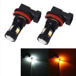 2 PCS Superhelle H11 / H8 DC 12V 5W 350LM Auto Auto Nebelscheinwerfer mit 16 SMD-3030 LED Lampen Lampe, Weiß + Gelb Licht