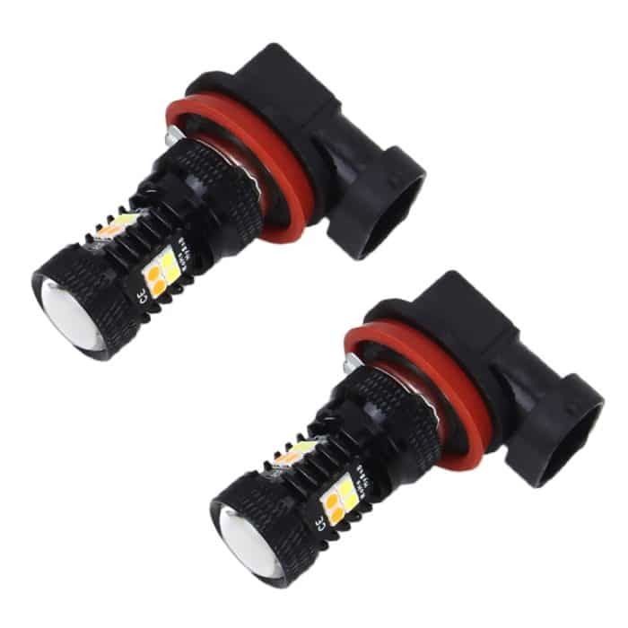 2 PCS Superhelle H11 / H8 DC 12V 5W 350LM Auto Auto Nebelscheinwerfer mit 16 SMD-3030 LED Lampen Lampe, Weiß + Gelb Licht – Bild 2