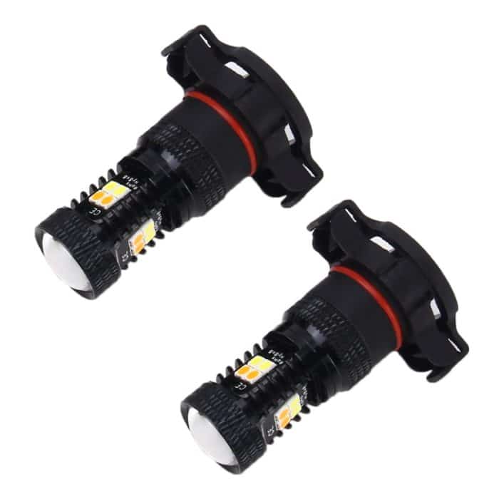 2 PCS Superhelle PSX24W DC 12V 5W 350LM Auto Auto Nebelscheinwerfer mit 16 SMD-3030 LED Lampen Lampe, Weiß + Gelb Licht – Bild 2