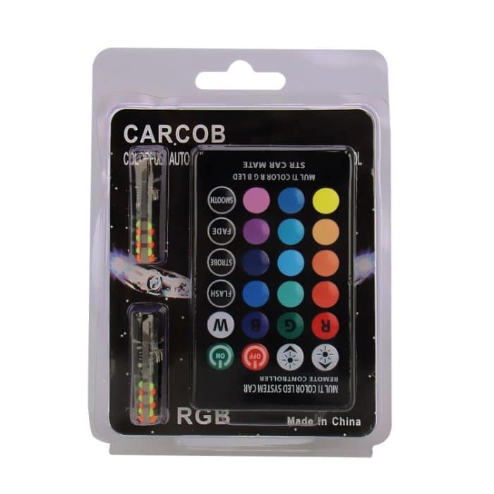 2 PCS W5W 194 T10 Mehrfarben COB 12 SMD RGB LED-Lampen mit ferngesteuerter Keil-Seitenlicht-Kennzeichenleuchte, DC 12V – Bild 8