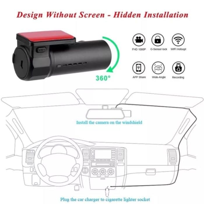 Mini Car Dash Kamera WiFi Monitor Full HD Dashcam Videorecorder Camcorder Bewegungserkennung, Unterstützung TF-Karte & Android & IOS – Bild 7