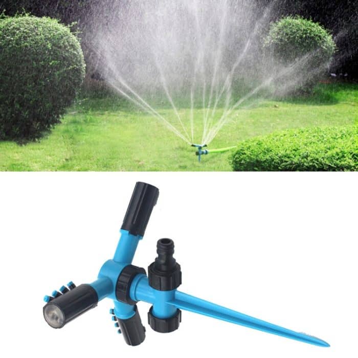 Automatisches, um 360 Grad drehbares, verstellbares Gartenwassersprinkler-Rasenbewässerungssystem mit 3-Arm-Sprühern und Spike-Basis, 360 Rotating Water Sprinkler (Blue), 360 Rotating Water Sprinkler (Green) – Bild 1