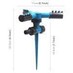 Automatisches, um 360 Grad drehbares, verstellbares Gartenwassersprinkler-Rasenbewässerungssystem mit 3-Arm-Sprühern und Spike-Basis, 360 Rotating Water Sprinkler (Blue), 360 Rotating Water Sprinkler (Green) – Bild 3