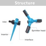 Automatisches, um 360 Grad drehbares, verstellbares Gartenwassersprinkler-Rasenbewässerungssystem mit 3-Arm-Sprühern und Spike-Basis, 360 Rotating Water Sprinkler (Blue), 360 Rotating Water Sprinkler (Green) – Bild 4