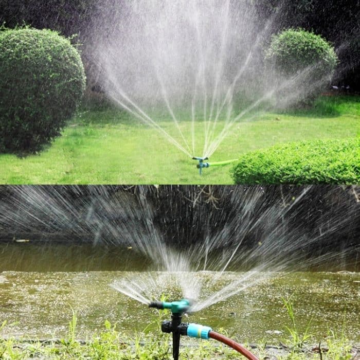 Automatisches, um 360 Grad drehbares, verstellbares Gartenwassersprinkler-Rasenbewässerungssystem mit 3-Arm-Sprühern und Spike-Basis, 360 Rotating Water Sprinkler (Blue), 360 Rotating Water Sprinkler (Green) – Bild 7