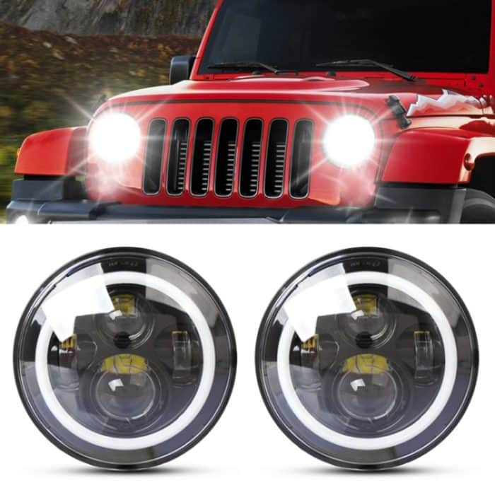 2 PCS 7 Zoll IP68 wasserdicht 6500K 75W CREE LED Scheinwerfer Hi / Lo Beam Fahrleuchte für Jeep Wrangler JK TJ LJ – Bild 1