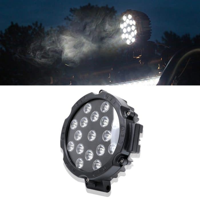 2 Stück 51 W, 3500 lm, 6500 K, weißes Licht, 17 LEDs, wasserdicht, für Auto, Boot, Marine, Arbeitsscheinwerfer, Scheinwerfer, LED-Leuchtmittel, 30 Grad verstellbar, DC 10–30 V, 51W, Spot Light+51W – Bild 1