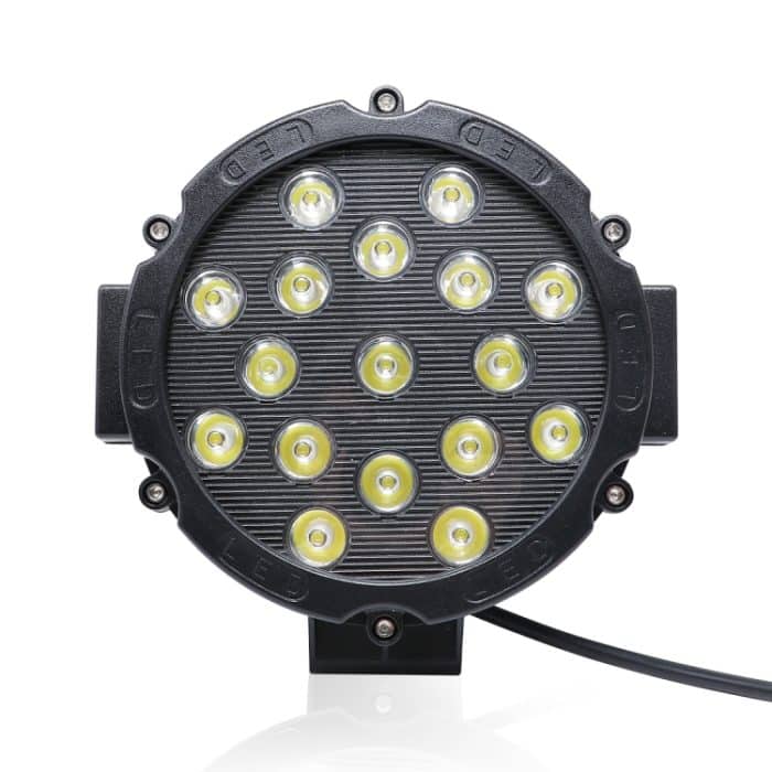 2 Stück 51 W, 3500 lm, 6500 K, weißes Licht, 17 LEDs, wasserdicht, für Auto, Boot, Marine, Arbeitsscheinwerfer, Scheinwerfer, LED-Leuchtmittel, 30 Grad verstellbar, DC 10–30 V, 51W, Spot Light+51W – Bild 3