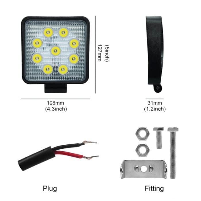 6,7 W quadratisches wasserdichtes Auto-Boot mit weißem Licht, Marine-Arbeitsscheinwerfer, Scheinwerfer-LED-Lampen, DC 9-30V – Bild 5