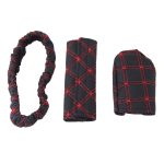 3 PCS Auto Handbremse Abdeckung Schaltknauf Schalthebel Kissen Sets Rückspiegel Sets Abdeckung Auto Zubehör Innen Dekoration Pad, 3 PCS Red, 3 PCS White – Bild 2
