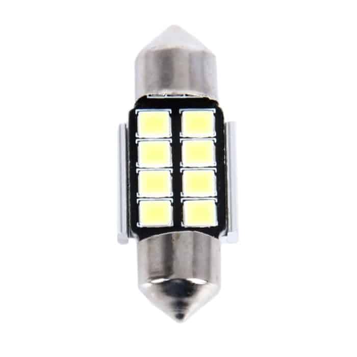 2 PCS 3W 200 LM 6000K 31MM 8 SMD-2835 LEDs Bicuspid Port Dekodierung Auto Dome Lampe LED Leselicht, DC 12V, 31MM – Bild 2
