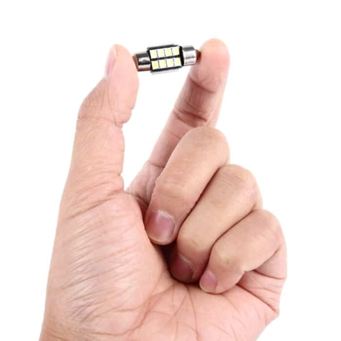 2 PCS 3W 200 LM 6000K 31MM 8 SMD-2835 LEDs Bicuspid Port Dekodierung Auto Dome Lampe LED Leselicht, DC 12V, 31MM – Bild 4