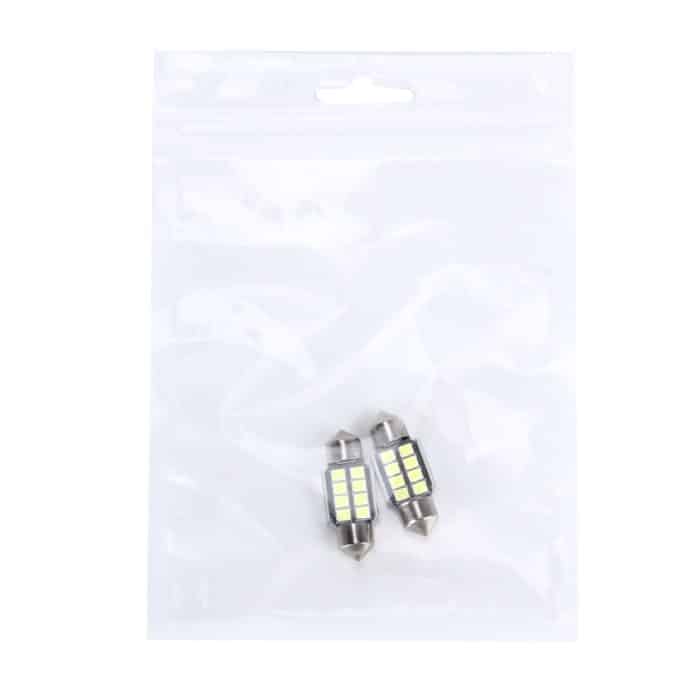 2 PCS 3W 200 LM 6000K 31MM 8 SMD-2835 LEDs Bicuspid Port Dekodierung Auto Dome Lampe LED Leselicht, DC 12V, 31MM – Bild 5