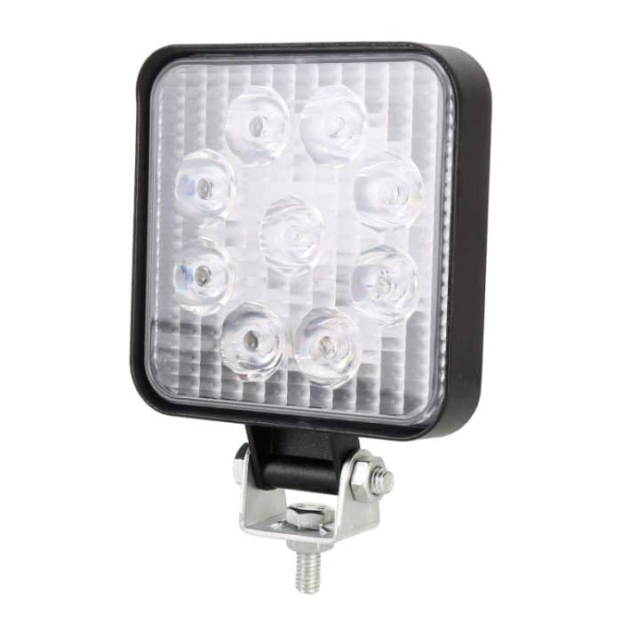 DC 10–30 V, 27 W, 2500 lm, 6000 K, wasserdicht, für Fahrzeug, Auto, Boot, Marine, Außenarbeitsscheinwerfer, Notbeleuchtung, 60 Grad verstellbar, Flutlicht, LED-Autolampen mit 9 intensiven Wafer-LED-Leuchten, Flood Light+27W – Bild 1