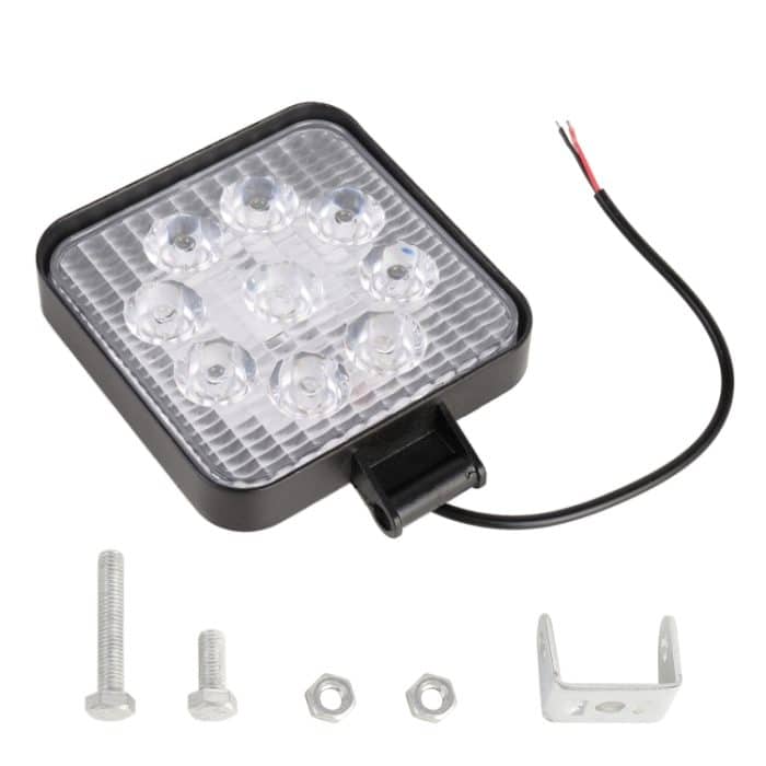 DC 10–30 V, 27 W, 2500 lm, 6000 K, wasserdicht, für Fahrzeug, Auto, Boot, Marine, Außenarbeitsscheinwerfer, Notbeleuchtung, 60 Grad verstellbar, Flutlicht, LED-Autolampen mit 9 intensiven Wafer-LED-Leuchten, Flood Light+27W – Bild 2
