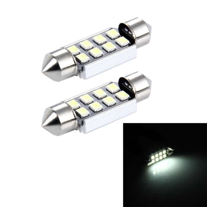 CMS5061WL.jpg 2 PCS 3W 200 LM 6000K 36MM 8 SMD-2835 LEDs Bicuspid Port Dekodierung Auto Dome Lampe LED Leselicht, DC 12V, 36MM – Bild 1