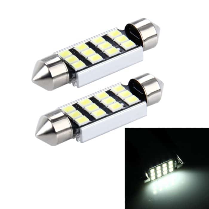 CMS5062WL.jpg 2 PCS 3,5 W 250 LM 6000 K 39 MM 12 SMD-2835 LEDs Bicuspid Port Decodierung Auto Dome Lampe LED Leselicht, DC 12 V, 39MM – Bild 1