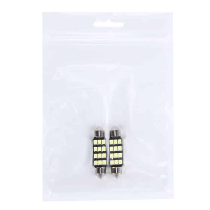 2 PCS 3,5 W 250 LM 6000 K 39 MM 12 SMD-2835 LEDs Bicuspid Port Decodierung Auto Dome Lampe LED Leselicht, DC 12 V, 39MM – Bild 5