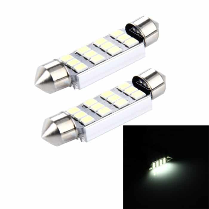 CMS5063WL.jpg 2 PCS 3,5 W 250 LM 6000 K 41 MM 12 SMD-2835 LEDs Bicuspid Port Decodierung Auto Dome Lampe LED Leselicht, DC 12 V, 41MM – Bild 1