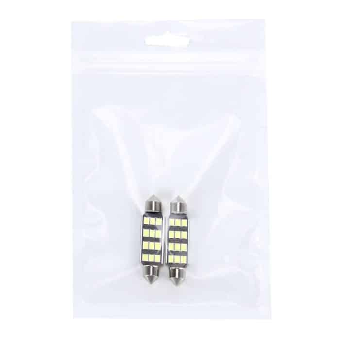 2 PCS 3,5 W 250 LM 6000 K 41 MM 12 SMD-2835 LEDs Bicuspid Port Decodierung Auto Dome Lampe LED Leselicht, DC 12 V, 41MM – Bild 5