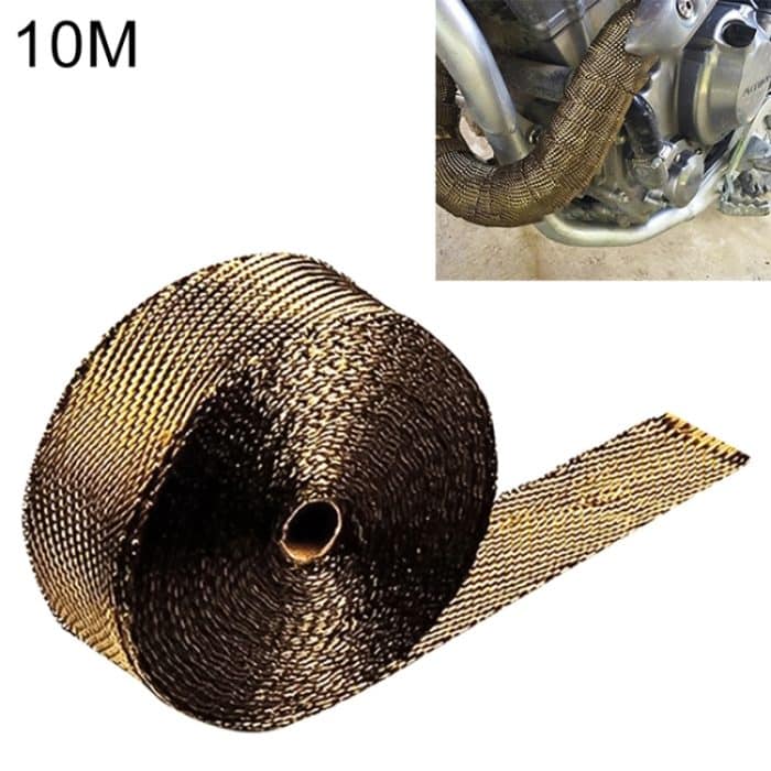 10m Titanium Gold Auspuffverpackung Auto Motor Auspuff Hitzeschild Wrap Hitzebeständiger Wrap – Bild 1