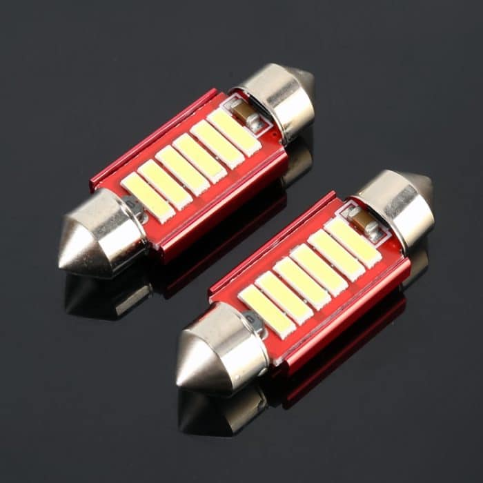 2 PCS 2 W 100 LM 6000 K 36 MM 6 SMD-7020 LEDs Bicuspid Port Decodierung Auto Dome Lampe LED Leselicht, DC 12 V, 36MM – Bild 2