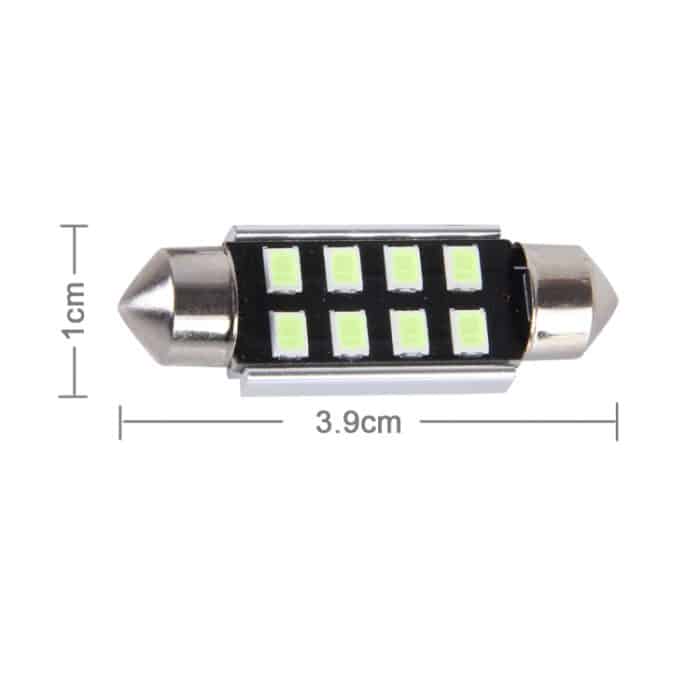 2 PCS DC 12V 2W 39MM 8 SMD-3528 LEDs Bicuspid Port Dekodierung Auto Dome Lampe LED Leselicht, 39MM – Bild 4