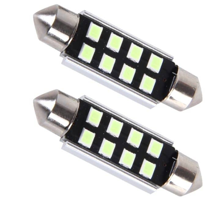 2 PCS DC 12V 2W 36MM 8 SMD-3528 LEDs Bicuspid Port Dekodierung Auto Dome Lampe LED Leselicht, 36MM – Bild 2