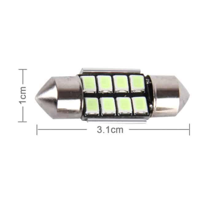 2 PCS DC 12V 2W 31MM 8 SMD-3528 LEDs Bicuspid Port Dekodierung Auto Dome Lampe LED Leselicht, 31MM – Bild 4