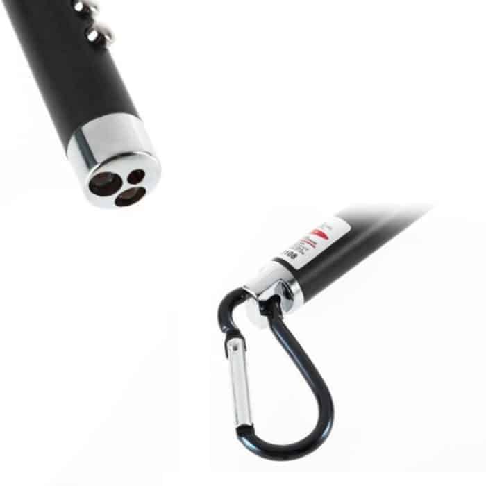 2 Stück Outdoor-Schlüsselanhänger, Metallgehäuse, Mini-LED-Taschenlampe, Laserlicht mit Gelderkennung – Bild 4