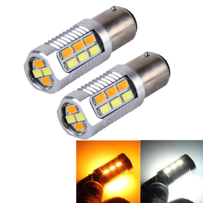 CMS5261.jpg 2 PCS 1157 / BAY15D 6W 22 SMD-5730-LEDs Weiß + Gelb Licht Bremslicht Blinklicht, DC 12V – Bild 1