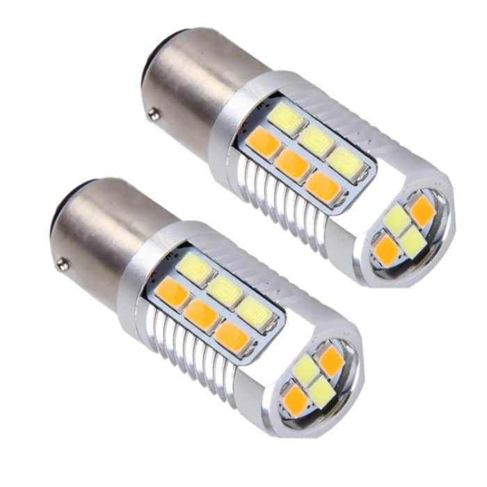 2 PCS 1157 / BAY15D 6W 22 SMD-5730-LEDs Weiß + Gelb Licht Bremslicht Blinklicht, DC 12V – Bild 2