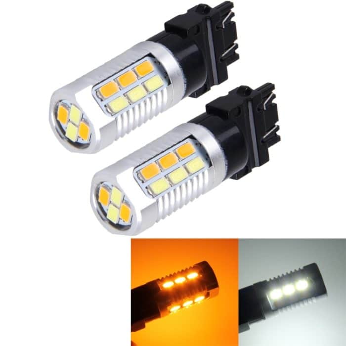 CMS5266.jpg 2 PCS T25-3157 6W 22 SMD-5730-LEDs Weiß + Gelb Licht Bremslicht Blinklicht, DC 12V – Bild 1