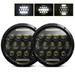 2 Stück 7 Zoll DC10-48V 36W 6000K Harley Motorradscheinwerfer mit 12 SMD-5630-LED-Lampen und 12 Kristalllampenperlen, DC10-48V 36W 6000K