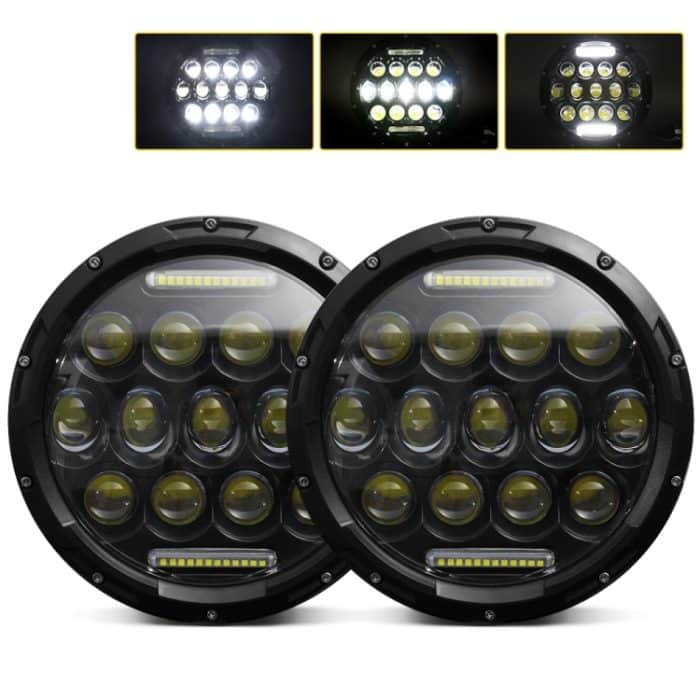 2 Stück 7 Zoll DC10-48V 36W 6000K Harley Motorradscheinwerfer mit 12 SMD-5630-LED-Lampen und 12 Kristalllampenperlen, DC10-48V 36W 6000K – Bild 1
