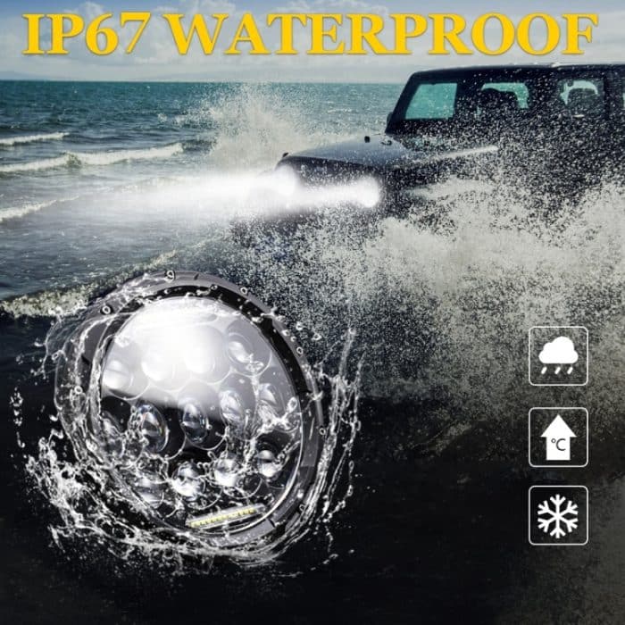 2 Stück 7 Zoll DC10-48V 36W 6000K Harley Motorradscheinwerfer mit 12 SMD-5630-LED-Lampen und 12 Kristalllampenperlen, DC10-48V 36W 6000K – Bild 6