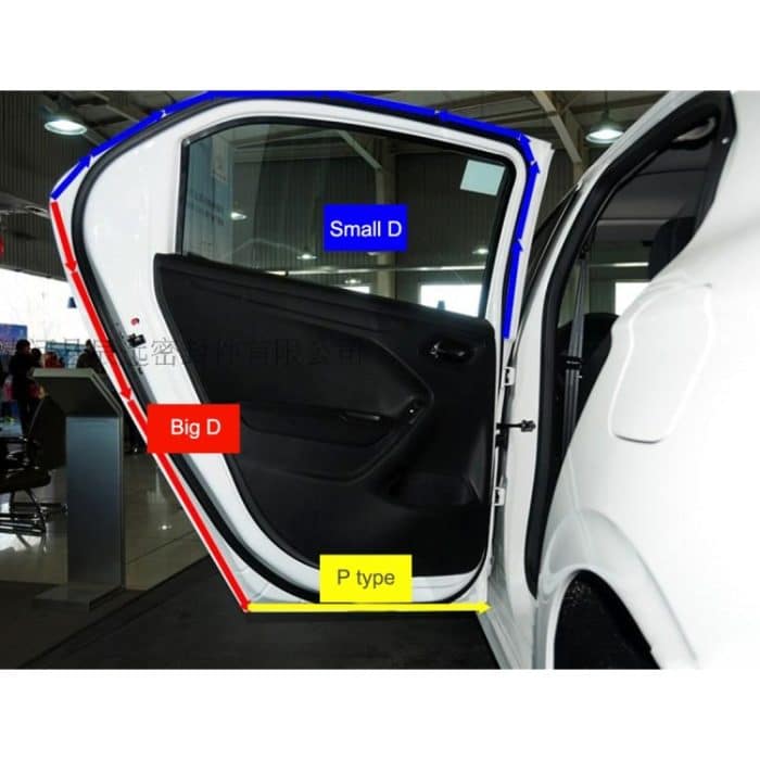 Großer D-förmiger Dichtungsstreifen zur Geräuschreduzierung mit Aufkleber, Länge: 100 m – Bild 5