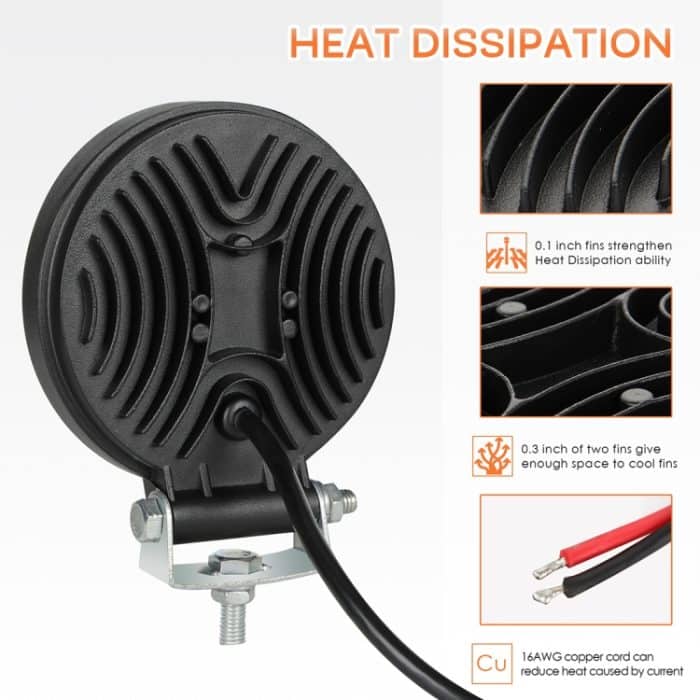 2 PCS 4 Zoll 15W Spot / Flutlicht Weißes Licht Rundförmige wasserdichte Auto SUV Arbeitsscheinwerfer Spotlight LED-Lampen, DC 9-30V – Bild 4