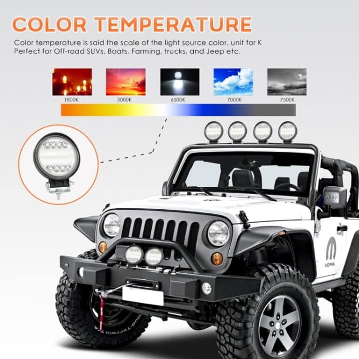 2 PCS 4 Zoll 15W Spot / Flutlicht Weißes Licht Rundförmige wasserdichte Auto SUV Arbeitsscheinwerfer Spotlight LED-Lampen, DC 9-30V – Bild 10