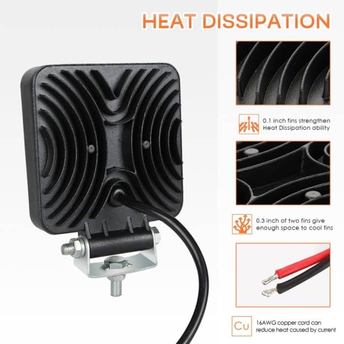 2 PCS 4 Zoll 20W Spot / Flutlicht Weißes Licht Quadratisches wasserdichtes Auto SUV Arbeitsscheinwerfer Spotlight LED-Lampen, DC 9-30V – Bild 4