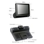 4,0-Zoll-IPS-Bildschirm 5,0 Megapixel 170 Grad Weitwinkel Full HD 1080P 3-Kanal-Video-Auto-DVR, Unterstützung für Nachtsicht-Fülllicht / Umkehrvisualisierung / TF-Karte (max. 32 GB) / G-Sensor / Bewegungserkennung – Bild 10