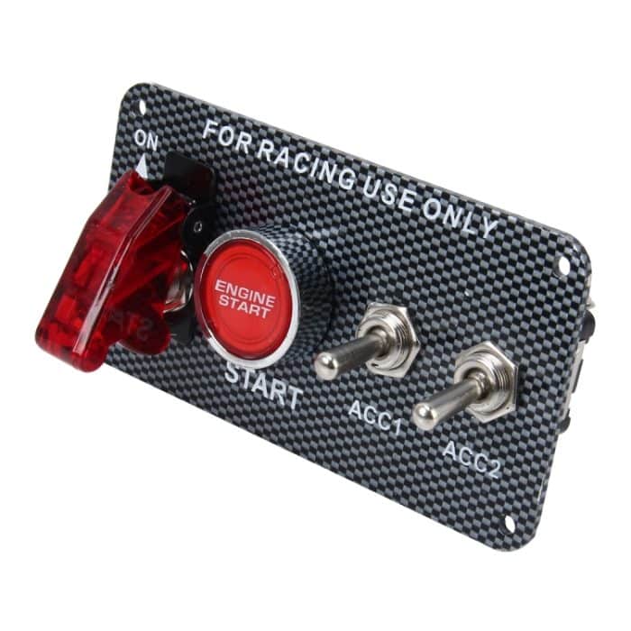 CMS6611.jpg Rennwagen Zündschalter Panel Motorstart Druckknopf LED Racing Kippschalter 12V Carbon Fiber Panel Multifunktions-Zündautomat für Rennwagen – Bild 1