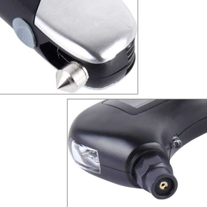 9 in 1 Digitaler Reifendruckmesser Multifunktions-Sicherheitshammer mit Schweizer Taschenmesser, Taschenlampe und roter Sicherheitsleuchte, Outdoor-Werkzeugsatz – Bild 4