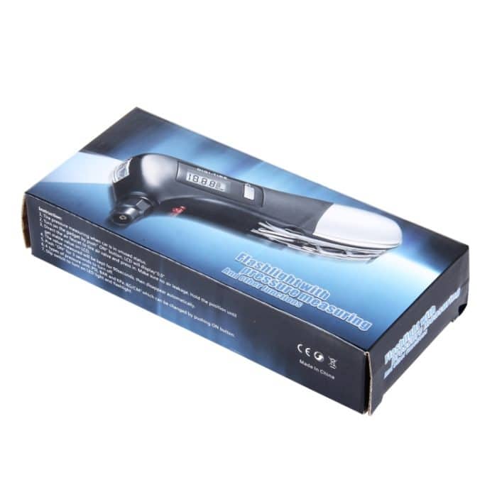 9 in 1 Digitaler Reifendruckmesser Multifunktions-Sicherheitshammer mit Schweizer Taschenmesser, Taschenlampe und roter Sicherheitsleuchte, Outdoor-Werkzeugsatz – Bild 6