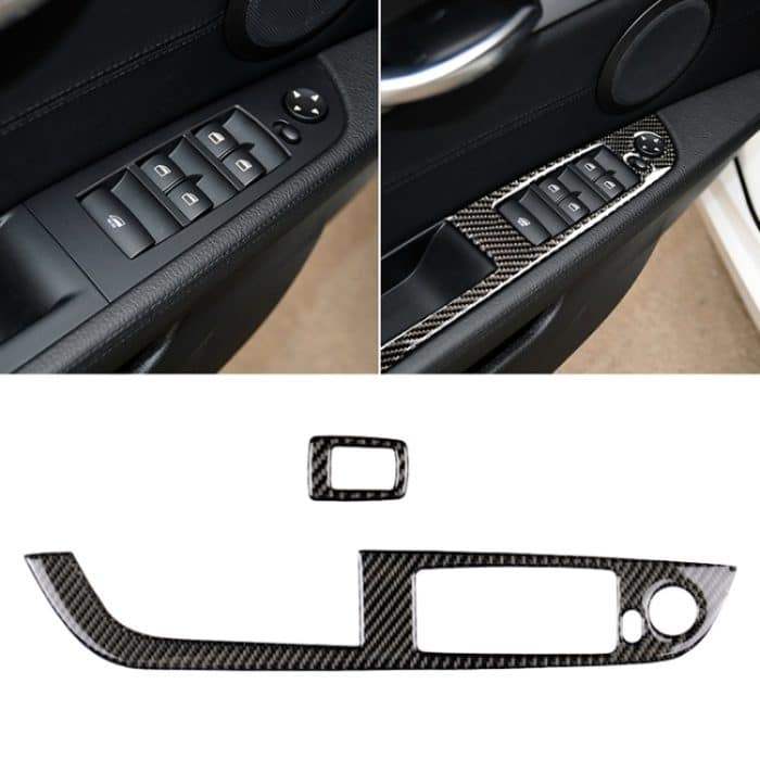 CMS7122.jpg Car Carbon Fiber Window Lift Panel ohne Klappschlüssel Einfarbiger dekorativer Aufkleber für BMW Z4 2009-2015, Geeignet für Linkslenker – Bild 1