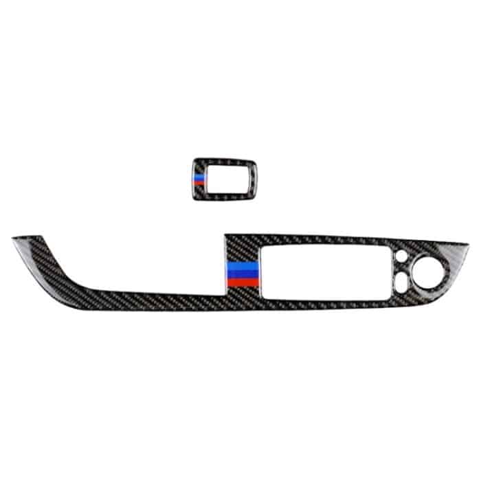 Car Carbon Fiber Window Lift Panel mit Faltschlüssel Dreifarbiger dekorativer Aufkleber für BMW Z4 2009-2015, geeignet für Linkslenker – Bild 2