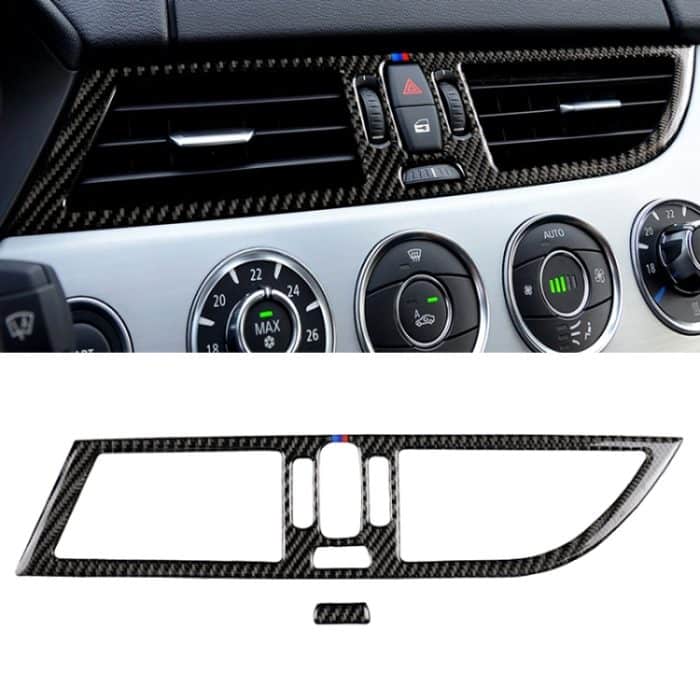 CMS7128.jpg 2 PCS Car Carbon Fiber Intermediate Air Outlet Panel Dreifarbiger dekorativer Aufkleber für BMW Z4 2009-2015 Geeignet für Linksfahrten – Bild 1