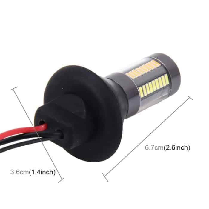 2PCS 1156 / Ba15s 5W 300LM 66LEDs SMD-4014 Auto-Heckbirne Blinker Auto-Rückfahrleuchte Tagfahr-Blinker Autoquelle (weißes Licht + gelbes Licht), Kabellänge: 1 m – Bild 3